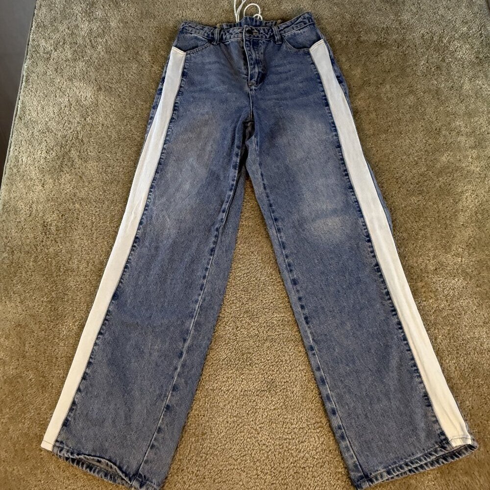 Le Lis Y2K Streetwear Lace-Up Wide Leg Jeans Women’s Size M Grunge Skater F582